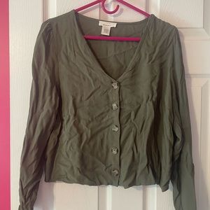 Green blouse flowy long sleeve